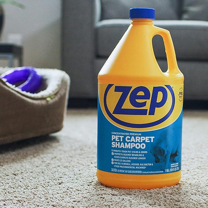 Zep Premium Pet Carpet Shampoo - 1 Gallon (Case of 2) ZUPPC128 - Concentrated Pro Formula Removes Tough Pet Stains and Odors | Concentrated Low-Foam Pet Carpet Shampoo, 1 Gal Bottles, Removes Pet Stains and Odors, Makes Up to 25 Gal