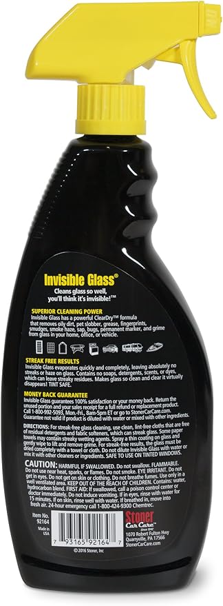 Invisible Glass 92164-6PK Premium Glass Cleaner Spray for Car Windshields and Windows, Automotive and Home Window Cleaner, Streak-Free, Ammonia-Free, Tint-Safe – 22 fl oz (Pack of 6)
