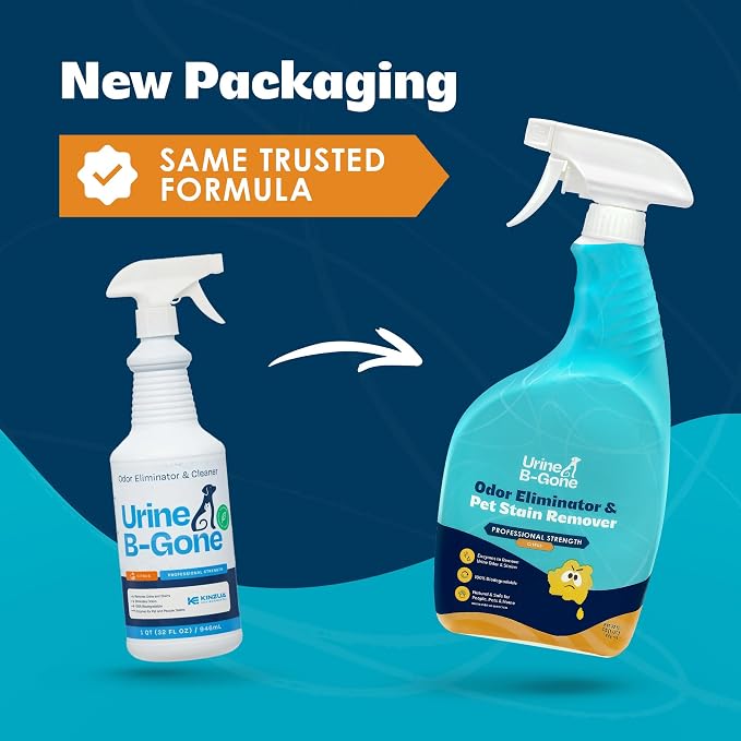 Urine B-Gone, Professional Enzyme Odor Eliminator & Pet Stain Remover, Human, Cat & Dog Urine Cleaner, Effective on Laundry, Carpets & More, Citrus Scent, 32oz