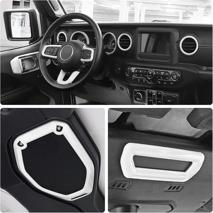 for Wrangler JL Interior Trim Kit White Dashboard for Jeep Wrangler JL JLU Gladiator JT 2018-2023 White Interior Accessories 21pcs