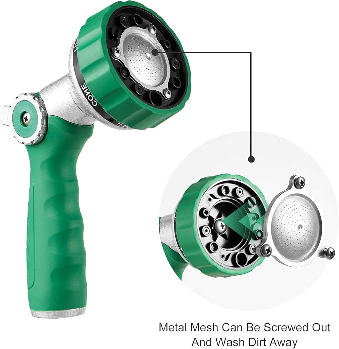 GREEN MOUNT Garden Hose Nozzle, Water Hose Spray Nozzle with Thumb Control On Off Valve for Easy Water Flow Control, Green