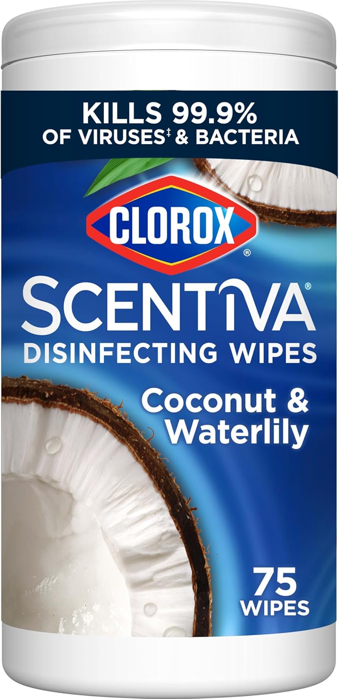 Clorox Scentiva Disinfecting Wipes, Coconut and Waterlily, Antibacterial, 75 Count