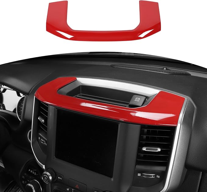 for RAM Center Dashboard Storage Bin Trim Cover Fit for RAM 2018-Present Red Interior Accessories