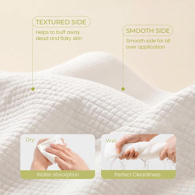XXL Disposable Face Towel 12x12 Inches Extra Thick Facial Cleansing Cloths, 100% Plant-Based Pure Fiber Dry Wipes for Sensitive Skin, Makeup Removing, 4 Boxes 200 Count