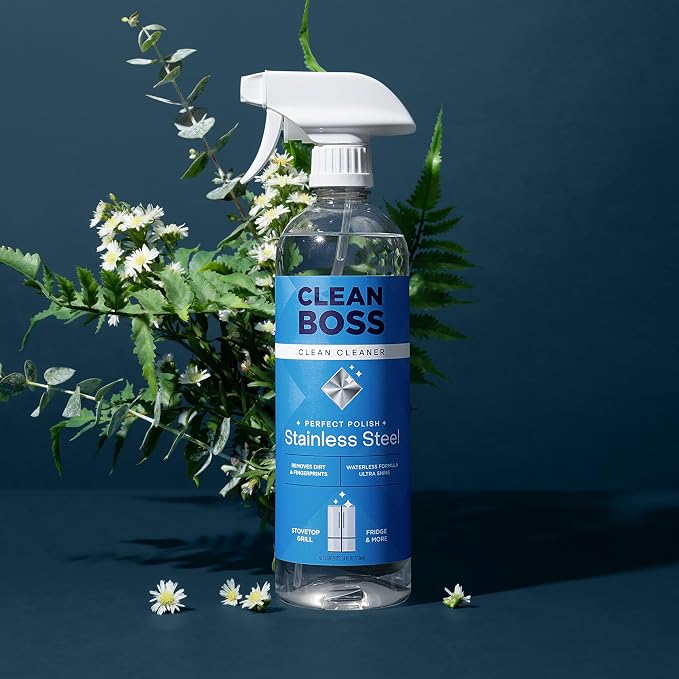 CleanBoss Perfect Polish Stainless Steel Cleaner 2 Pack, Waterless Formula, Ultra Shine Spray for Appliances