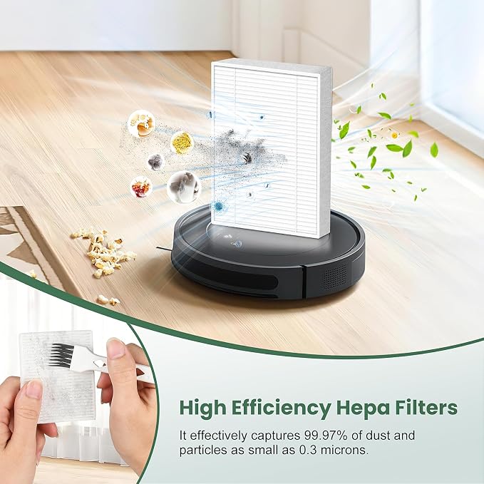 19 Pack Accessories Compatible with iRobot Roomba Combo & Essential Robot | Replacement Parts for Roomba 104/105/Y0110/Y0140/Q0120/Q011,2 Roller Brush,6 Filters,6 Side Brushes,4 Mop Pads&Cleaning Brush