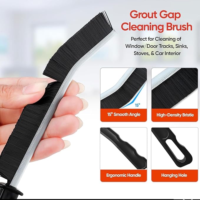 Crevice Cleaning Brush Tool - Heavy Duty Hard Bristle Gap Brush for Deep Cleaning - Ultra-Thin Grout Scrubber for Bathroom, Toilet, Bathtub, Kitchen Sink & Window Tracks-12 Pack