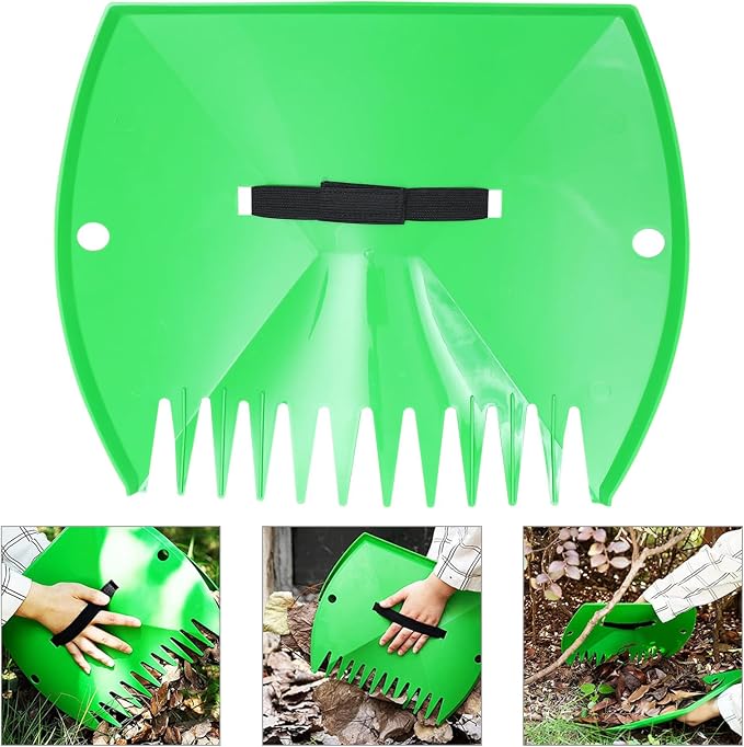 Wakauto 2 Pieces Plastic Leaf Collector and Snow Sweeping Clamp for Garden Lawn Cleanup, Leaves Gathering Tool with Sturdy Rake Design, Suitable for Outdoor Yard and Fall Debris Removal