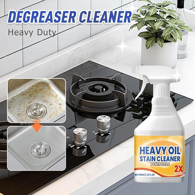 Kitchen Heavy Oil Cleaner Spray,100ML All Purpose Kitchens Heavy Oil Cleaning Agent, Grease Remover, , Multipurpose Kitchen Cleaner Spray for Countertops,stovetop , Ovens and Appliances (500ML-XL 1PC)