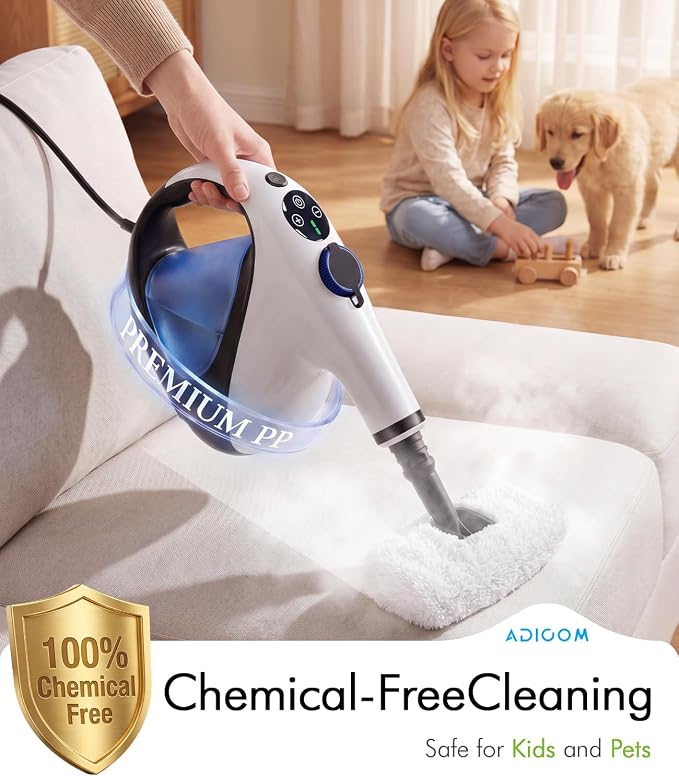 Handheld Steam Cleaner for Home Cleaning 3s Instant Heat-Up No Need to Wait | Only 2 LB Light Weight Easy Refill Portable Steamer Cleaner Hand Held for Furniture Couch Grout Walls Kitchenware Cleaning