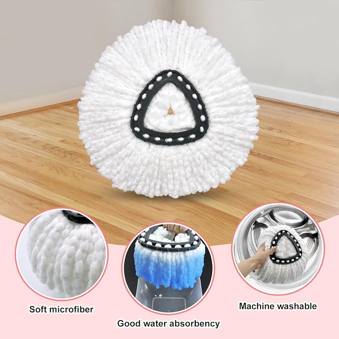 8 Pack Mop Head Replacement Compatiable with Ocedar EasyWring 1-Tank System,Mircofiber Mop Heads Refill and Scrub Brush for O Cedar Easywring Spin Mop, 6 Pack Mop Refills & 2 Scrub Head Floor Clean