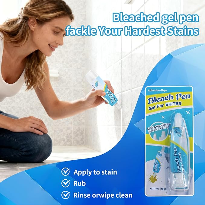 Bleach Pen For Clothing, Bleach Pen, Stain Remover Pen, Instant Travel Stain Cleaner for Clothes, Food, Wine, Coffee, Makeup, Clothing Bleached DIY Design, Portable & Easy Use（1 pack