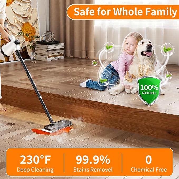Steam Mop, Detachable Steam Cleaner 16-in-1 Lightweight Handheld Steamer for Hardwood Floors, Home, Tile, Clothes, Windows Cleaning
