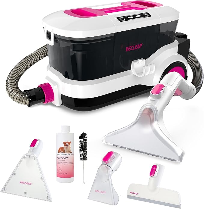 WECLEAN C4 Portable Carpet Cleaner Machine, Stand Up Upholstery Cleaner with 18KPa Powerful Suction, 800W Spot Cleaner for Pet Stains, Carpet, Rug, Couch and Car Interior, Dual Tank System, Pink