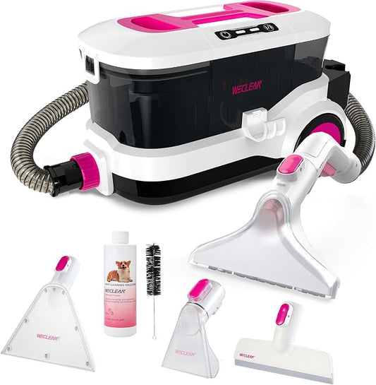 WECLEAN C4 Portable Carpet Cleaner Machine, Stand Up Upholstery Cleaner with 18KPa Powerful Suction, 800W Spot Cleaner for Pet Stains, Carpet, Rug, Couch and Car Interior, Dual Tank System, Pink