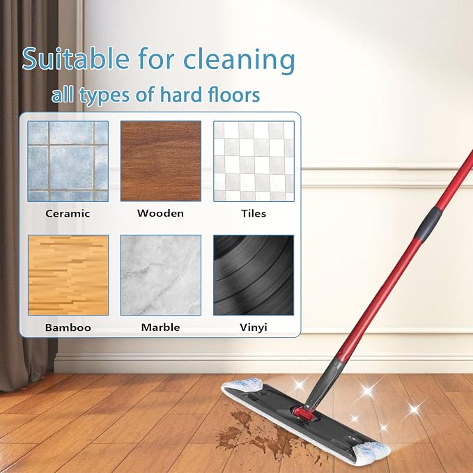 8 Flat Mop Replacement Pads for O Cedar Flat Mop System | for O Cedar Flat Mop Replacement pads,Machine Washable, Powerful Stain Removal, for Hardwood, Tile, Marble, laminate floors.