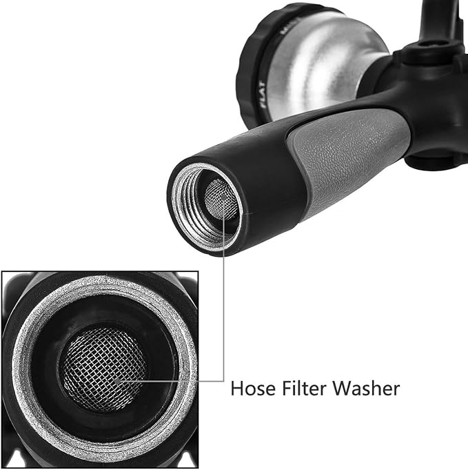 GREEN MOUNT Garden Hose Nozzle with Quick Connect Set - Zinc Alloy High Pressure Sprayer, Fireman Style Handle for Car Wash & Plant Watering，Black-grey