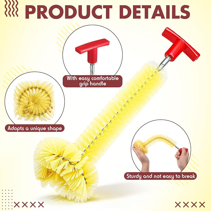 Garbage Disposal Cleaner Sink and Drain Brush Universal Garbage Disposal Cleaner 12'' Long Brush for Kitchen Waste Food(Yellow)