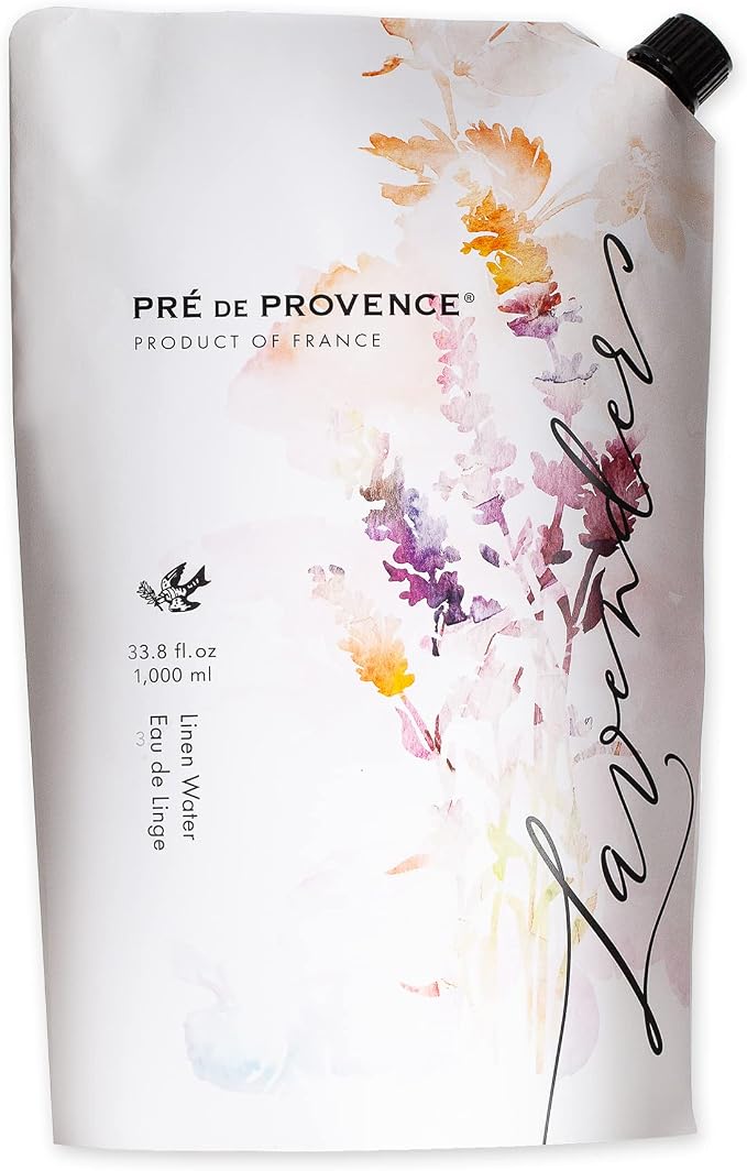 Pre de Provence Provincial Lavender Collection Soft Calming Scent for Your Home, Linen Water Refill, 33.8 fl oz