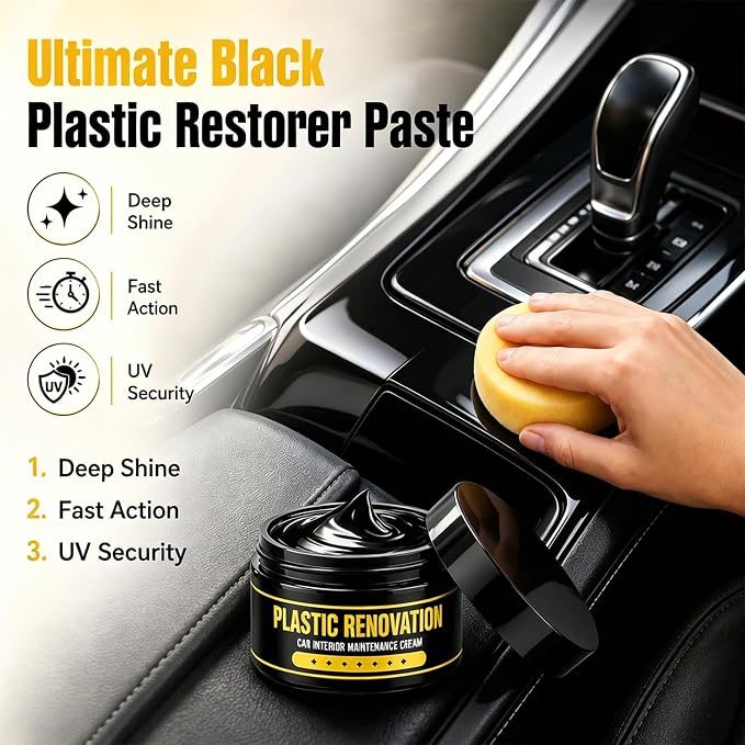 2PC car Tire Nourish Wax Cream Paste, with Sponge,Also applicable,Dashboard, tires, and seats,Car Tires & Plastic Trim Renewal Paste Restores Shine