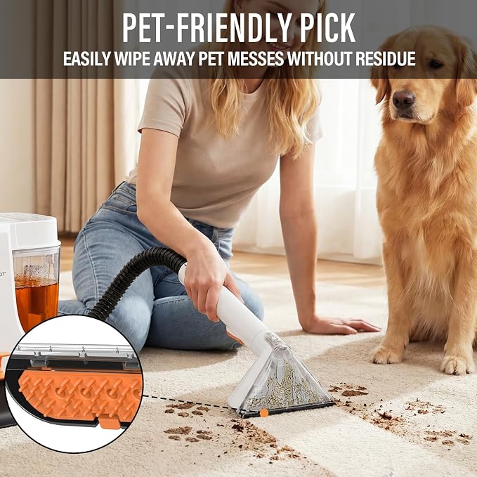 Starrybot Upholstery Cleaner Machine, 18Kpa Pet Stain Extractor | Portable spot cleaner for carpets, sofas, car interiors, and pet stains with strong 18Kpa suction power.