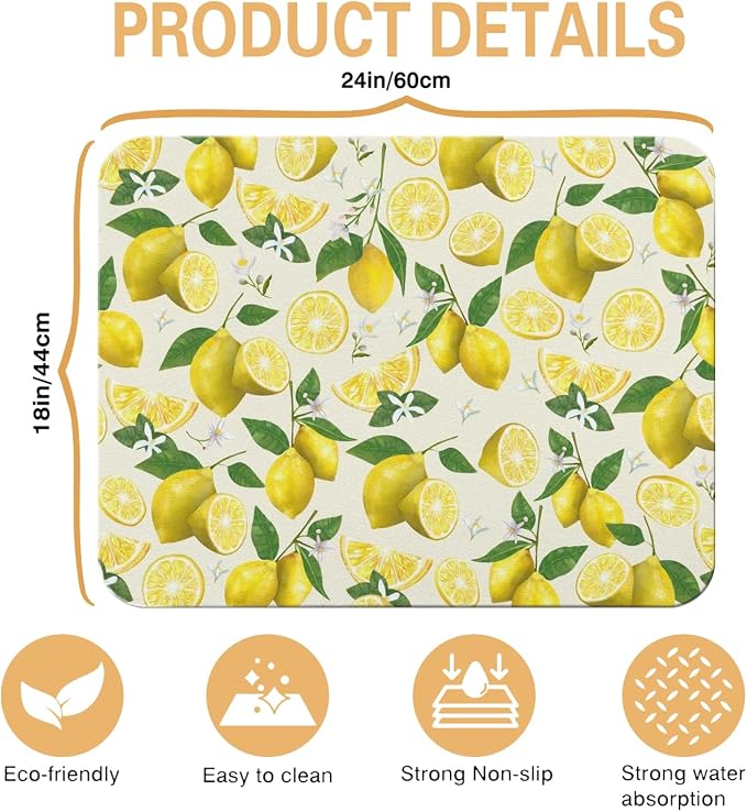 Kitchen Countertop Dish Drying Mat,Super Absorbent Coffee Bar Mat for Maker Espresso Machine, Anti-Slip Accessories for Kitchen Countertops 24x18 Inch