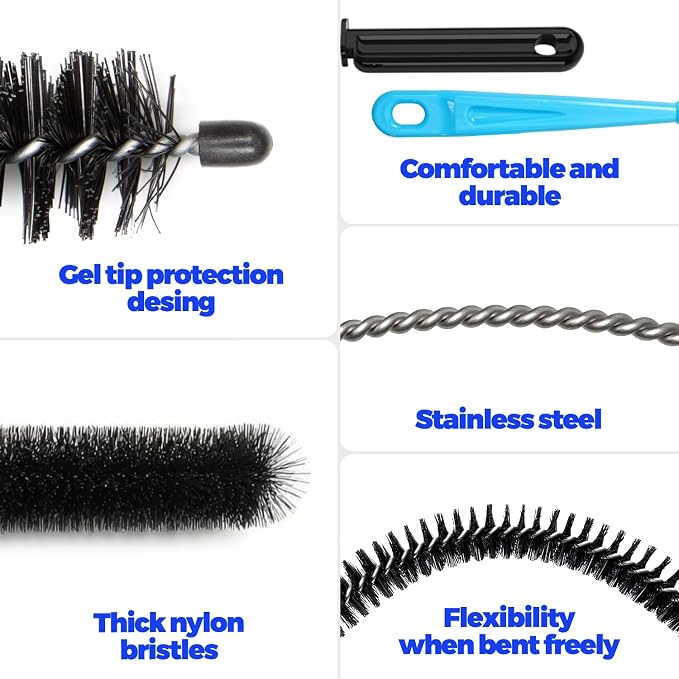 Holikme Dryer Vent Cleaner Kit 5P Flexible Snake Brush for Lint Removal‌ | Durable Nylon Bristles, Deep Reach Design, Cleans Hidden Gaps, Easy To Clean Store, Reusable Tool For Household Maintenance