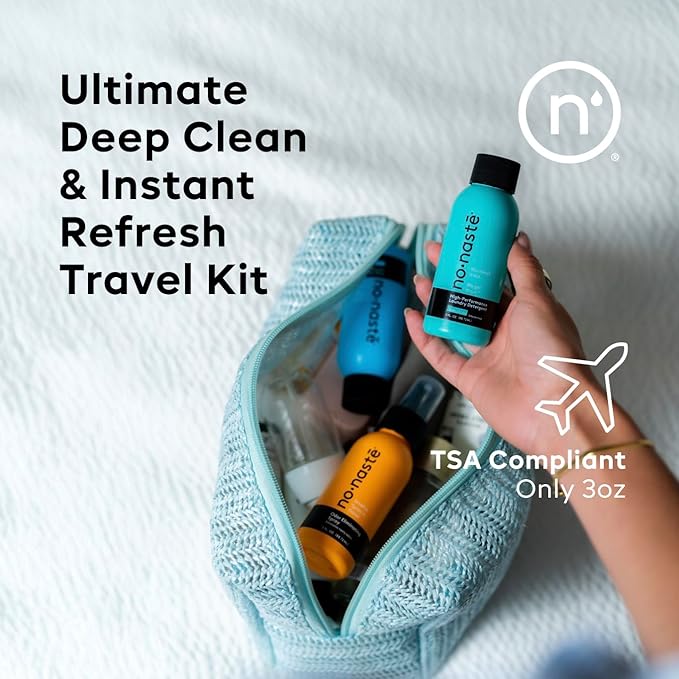 Nonaste Travel Odor Eliminator & Laundry Detergent Kit, TSA, 3 oz, Pk 3 | TSA-Approved Travel Set: Odor Eliminator Spray + Laundry Detergent. On-The-Go Odor Control for Gym, Travel & Outdoors.