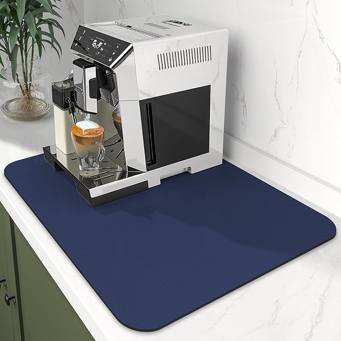 WISELIFE Dish Drying Mat Super Absorbent Drying Mat Large Dish Drying Mats for Kitchen Counter Easy Clean Dish Mat Kitchen Drying Mat15"x 18" Classic Blue