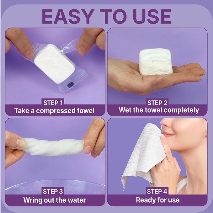 Large Compressed Towel Tablets, 30 Count | XL 10x12 Disposable Face Towels for Travel and Camping, Individually Wrapped Magic Wipes for Hiking, Gym, Sensitive Skin