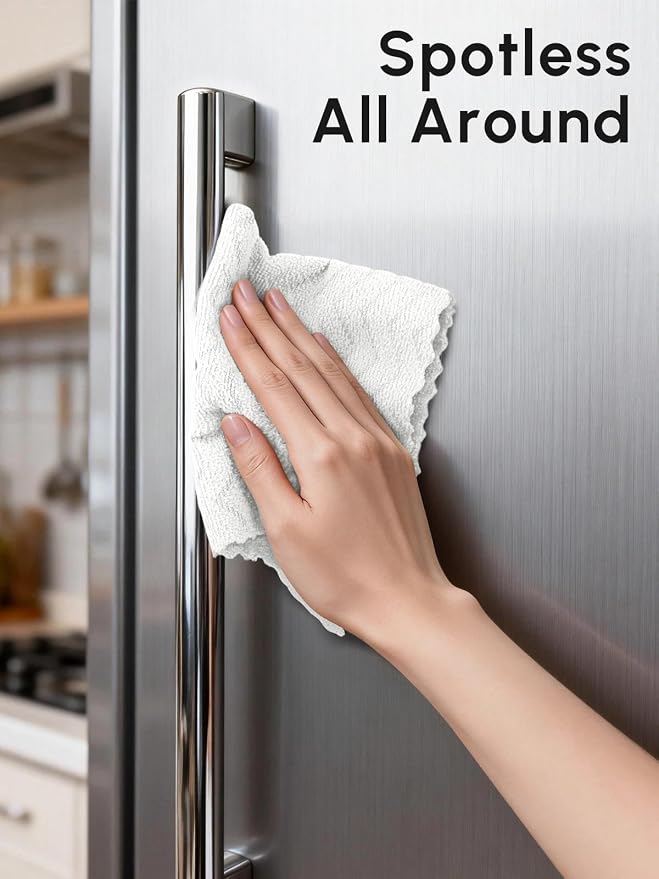 Microfiber Cleaning Cloths Roll, 75 Pack Tear Away Microfiber Towels Roll, 12" x 12" Lint Free Rags, Reusable Cleaning Cloths, Washable, Scratch Free,Ultra Absorbent Dish Rags(White Ripple)