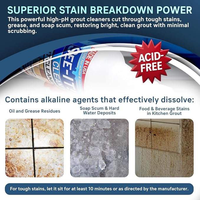 SEE-IT! Grout & Tile Deep Cleaner Brightener & Heavy-Duty Stain Remover Acid-Free Safe for Ceramic, Porcelain, Marble, Stone - 32 fl. oz.