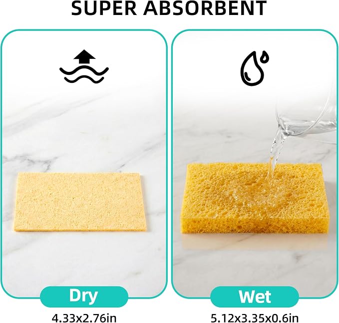 JOYMOOP Dish Sponge Scrubber, Cellulose Sponges Kitchen for Non-Scratch Washing Dishes, Household Cleaning Scrub Natural Sponge, Pack of 24 Colorful Sponges