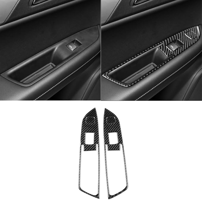 Rear Door Window Switch Stickers Fit for Chevrolet Blazer 2019-2025 | for L/LT/RS/Premier | Real Carbon Fiber | Rear Door Window Switch Control Panel Cover | Anti-scratch | Self-adhesive