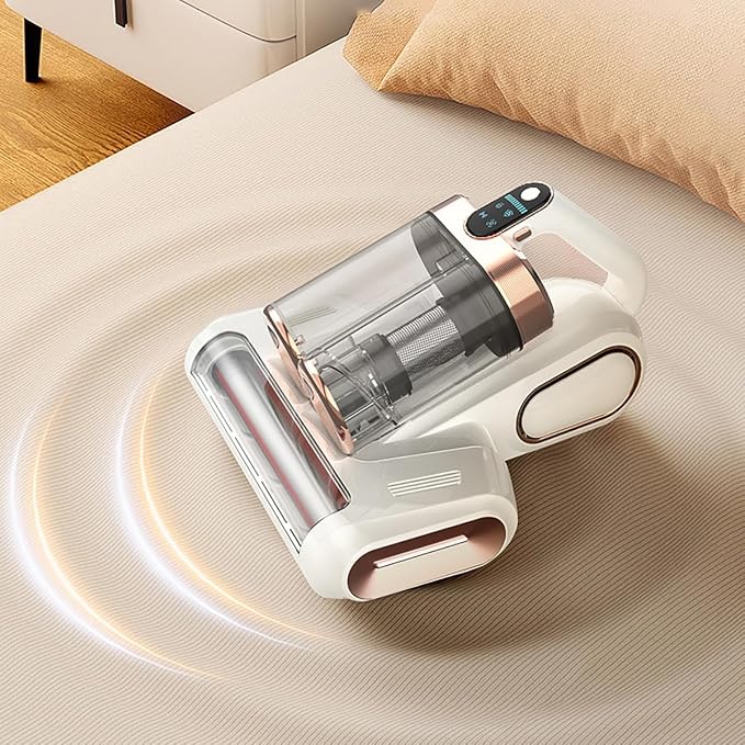Mattress Vacuum Cleaner, 18Kpa Bed Vacuum Cleaner with 253.7nm UV-C Light & Heating & Ultrasonic Quintuple Tech & 80000 RPM/Min Brushroll Rotation, Widened Suction Port, 500W, Cordless (White)