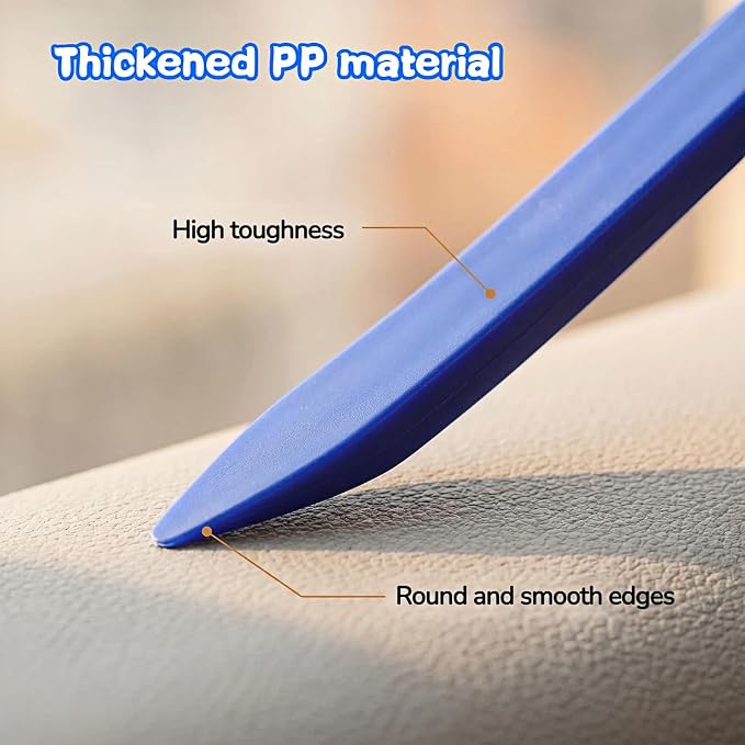 5PCS Auto Trim Removal Tool Kit, No Scratch Plastic Pry Tools for Car Dashboard Radio Audio Installer, Interior Door Clip Fastener Remover Set, Blue
