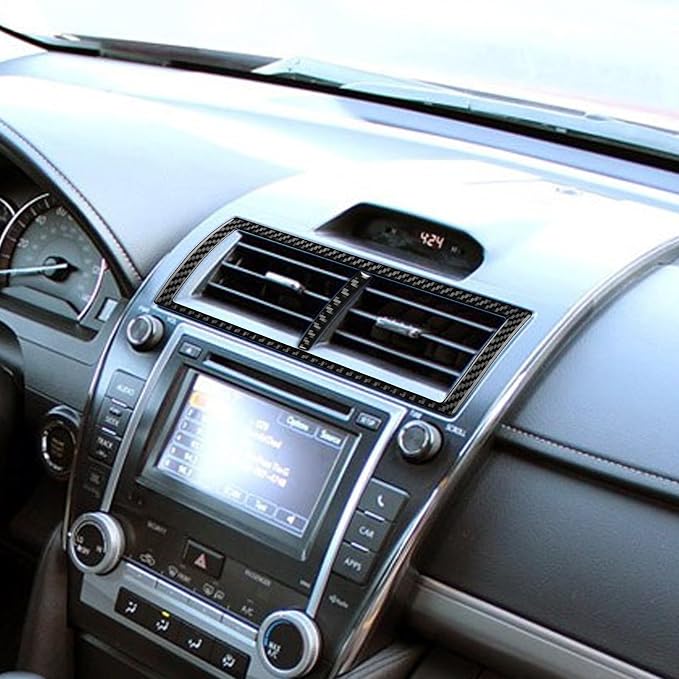 Real Carbon Fiber Trim for Toyota Camry Accessories | for 2012 2013 2014 Dashboard Central A/C Outlet Vent Panel Sticker Interior Thick Overlay Decal