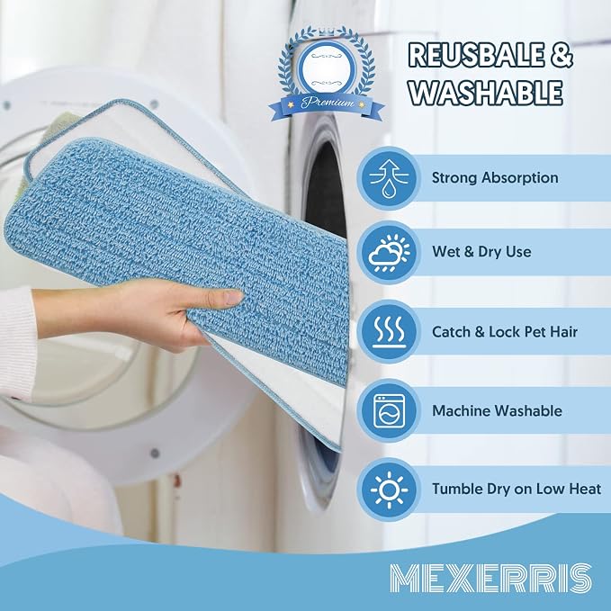 7 Pack Washable Mop Pads for Swiffer PowerMop: Microfiber Wet Mops Refills | Power Mop Pads Reusable Multi-purpose, Hardwood Floor Mop Pads Replacement, for 13''-15'' Spray Mops Multi-surface Floors