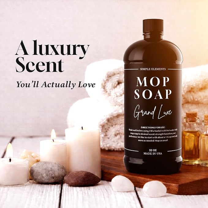 Luxury Mop Soap – Highly Scented Floor Cleaner, Concentrated Formula, No Streaks, Residue or White Cast, Floor Cleaning For Tile, Sealed Hardwood, Laminate, Vinyl and Stone – Grand Luxe 32 oz