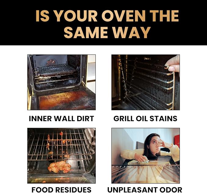 Oven And Grill Cleaner, Oven Rack & Grill Cleaner,3.38 FL. OZ Kitchen Heavy Oil Cleaner Spray, Eliminates Thick Grease & Build Up, Odor And Grease Remover