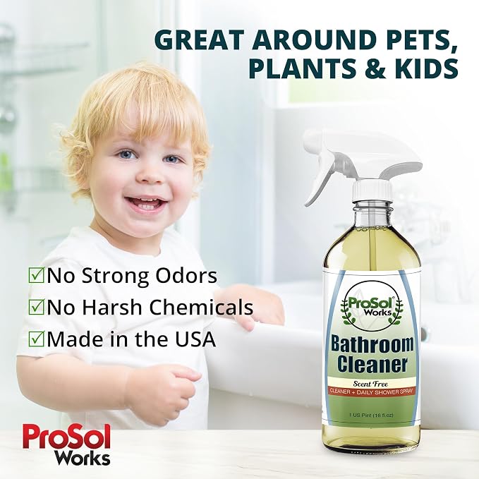 Bathroom Cleaner 16 oz - Daily Cleaning Spray for Shower Curtain, Sink, Shower, Tile, Bathtub, & Toilet Bowl Cleaners Revealing Natural Shine & Refreshing Scent- Safe on All Surface
