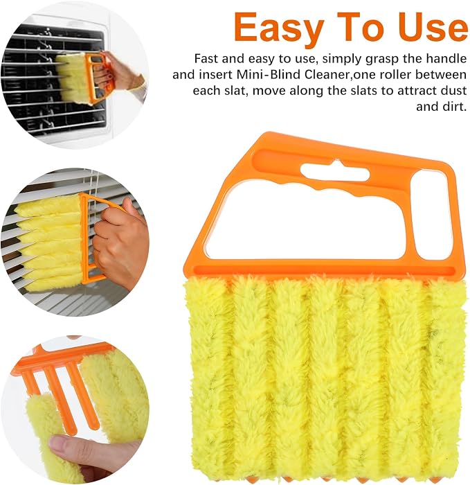 12pcs blinds cleaner tool handheld mini blind cleaner for vinyl blinds 7Finger Washable blind cleaners duster tool for Air Conditioner Window Fan Siding Dust Dirty Removable window cleaners