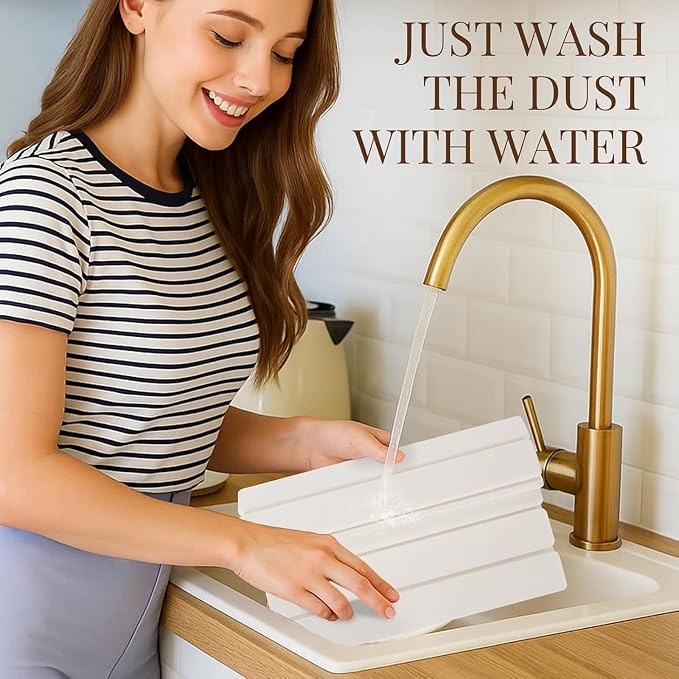 Large Stone Dish Drying Mats for Kitchen Counter 16"(L)×12"(W) Foldable Quick Dry Stone Dish Drying Mats Kitchen Absorbent Diatomaceous Earth Drying Stone Mat for Dishes Bottles Cups White
