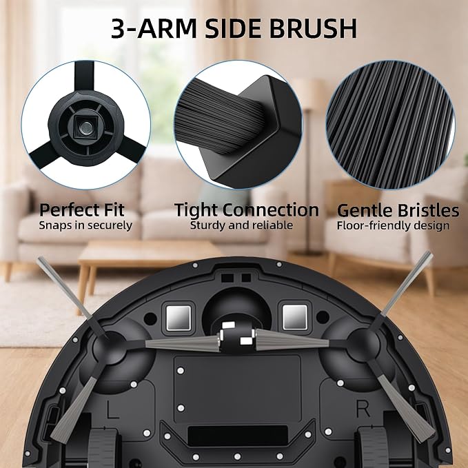 Replacement Parts for MAMNV BR151, for ZCWA BR151, for MANVINS G20, for Kilgone G20, for ONSON BR151, for MANVN BR151, for ZC WAS BR151, for iMartine BR151 Robot Vacuum,6 Side Brush,4 Mop Pad,4 Filter
