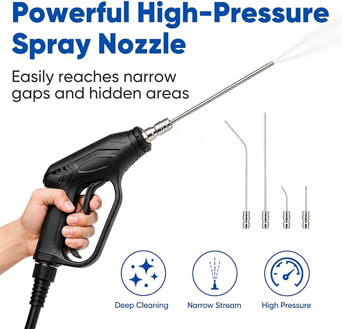 High Pressure Washer Nozzle Kit For Washing, Stainless Steel Flush Wand Extension Spray Tips, Quick-Connect For Ac Coil, Washing Machine, Water Heater And Appliance Cleaning