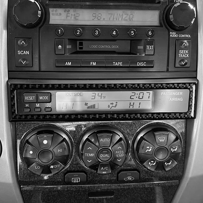 Interior Trim Stickers Fit for Toyota 4Runner 2003-2009 Carbon Fiber | for 4 Runner N210 SR5 Sport Limited 2003-2009|Central Console Radio Panel|Thick Overlay|Anti-scratch