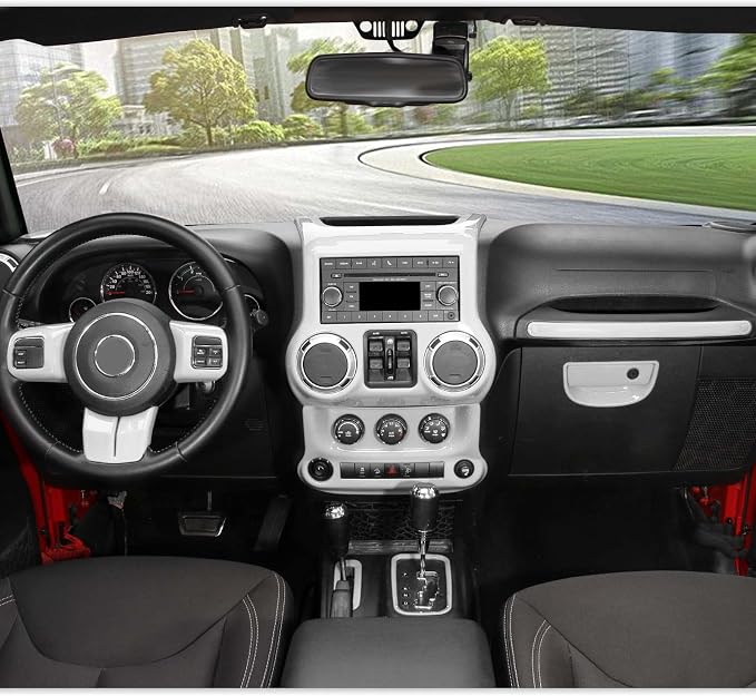 RT-TCZ for Jeep JK Interior Trim Kit White, JKU Center Console Dashboard Panel Trim Cover for Jeep Wrangler JK JKU 2011-2017 White Interior Accessories 10pcs