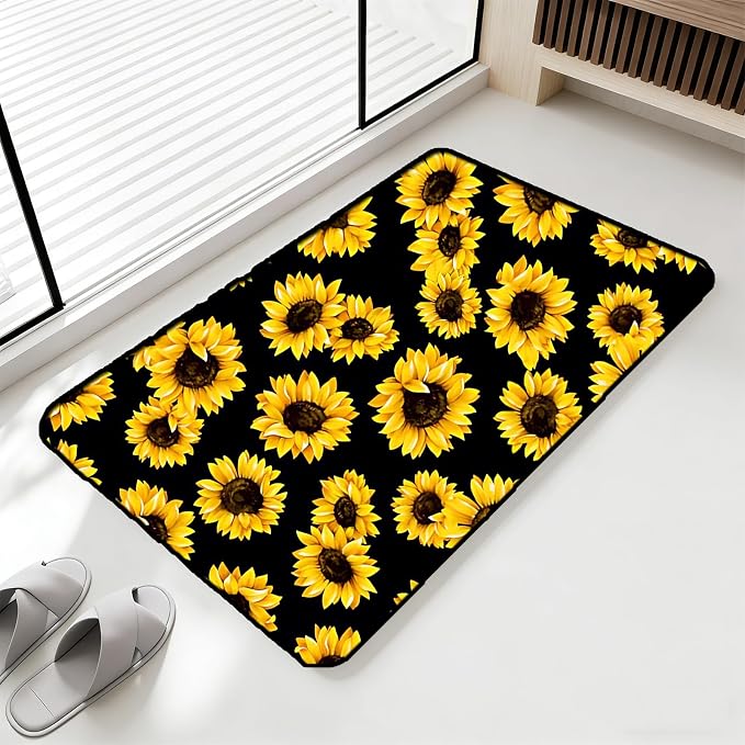 Sunflower Dish Drying Mat ,Absorbent Bathroom Rugs,Easy Clean Dish Mat For Kitchen,Bath,Bathroom,Home,Cute Kitchen Decor(sunflower) (16inches*24inches)