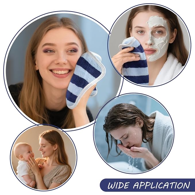 SINLAND Microfiber Facial Cloths Fast Drying Washcloth 8inch x 8inch Absorbent Face Wash Cloth Soft Makeup Remover Cloths