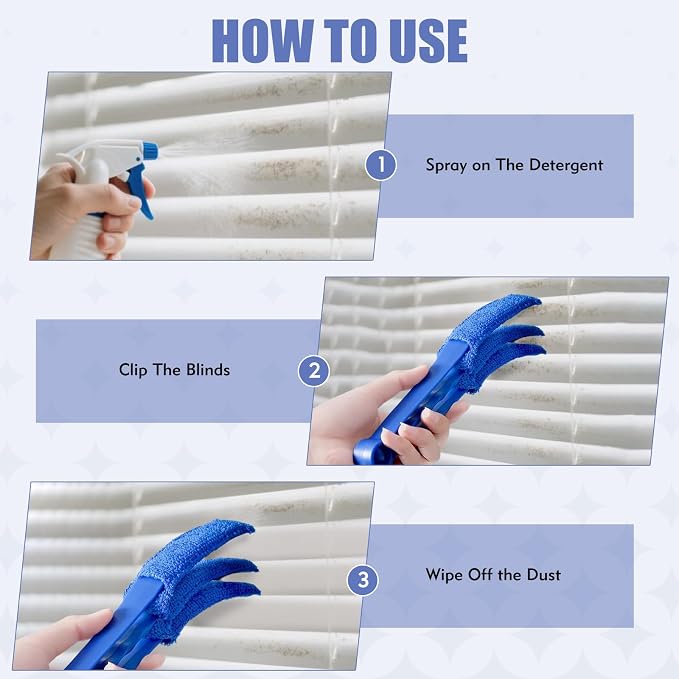 2 Pcs Blind Cleaner Duster Tool | Window Blind Duster Brush with 6 Microfiber Sleeves, Blinds Cleaner Tool for Window Blinds, Car Air Condition, Exhaust Vent